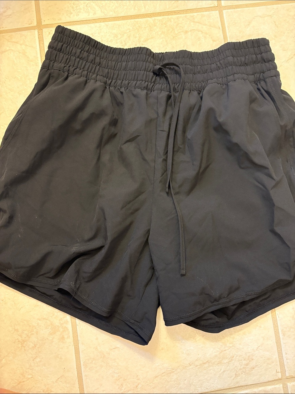 Lands' End Black Women's Athletic Drawstring Shorts/ Swim shorts